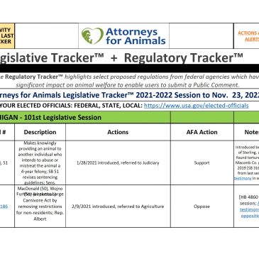 AFA Legislative and Regulatory Trackers™ to November 23, 2022